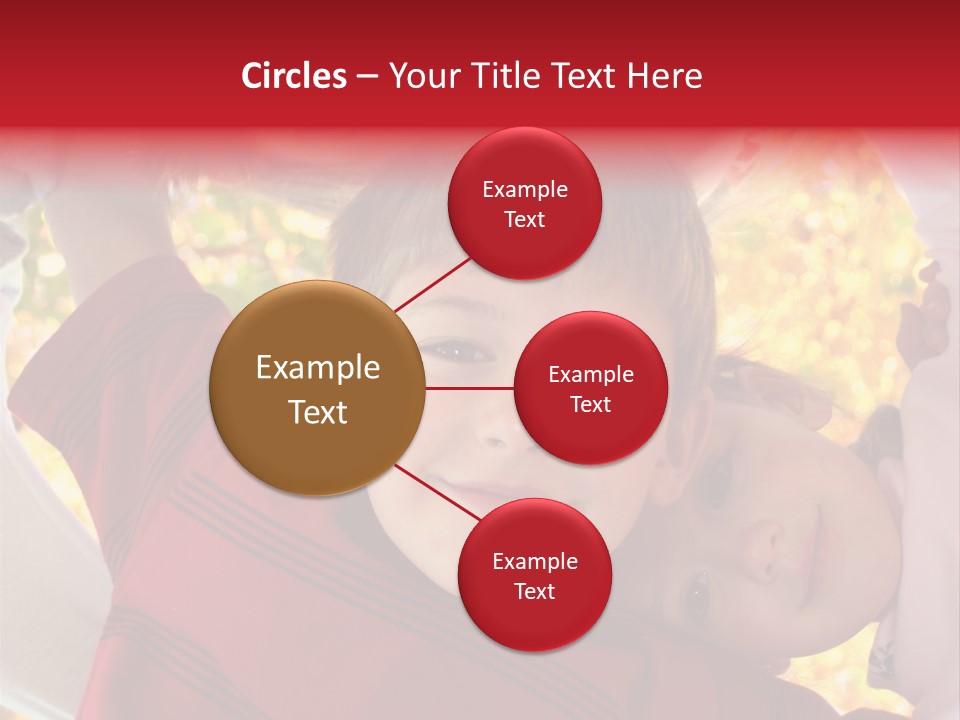 Four Smiling Children In Huddle On Autumn Day With Boy Prominent PowerPoint Template