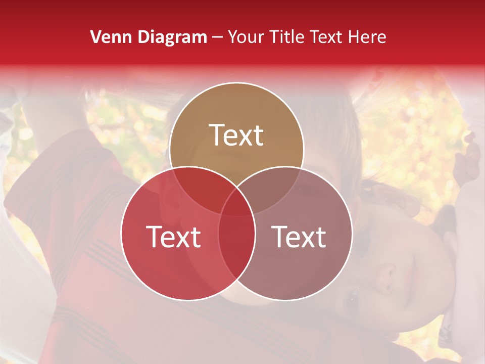 Four Smiling Children In Huddle On Autumn Day With Boy Prominent PowerPoint Template