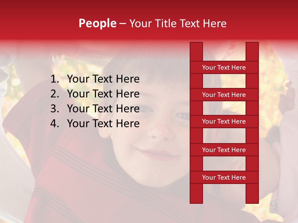 Four Smiling Children In Huddle On Autumn Day With Boy Prominent PowerPoint Template