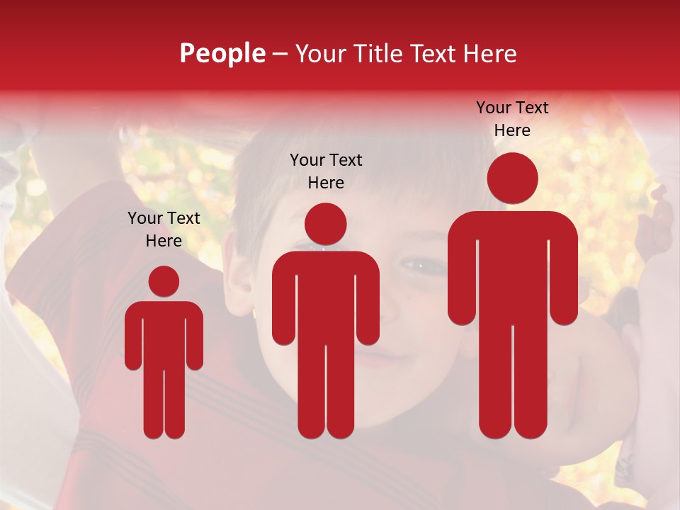 Four Smiling Children In Huddle On Autumn Day With Boy Prominent PowerPoint Template