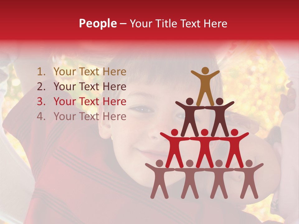 Four Smiling Children In Huddle On Autumn Day With Boy Prominent PowerPoint Template