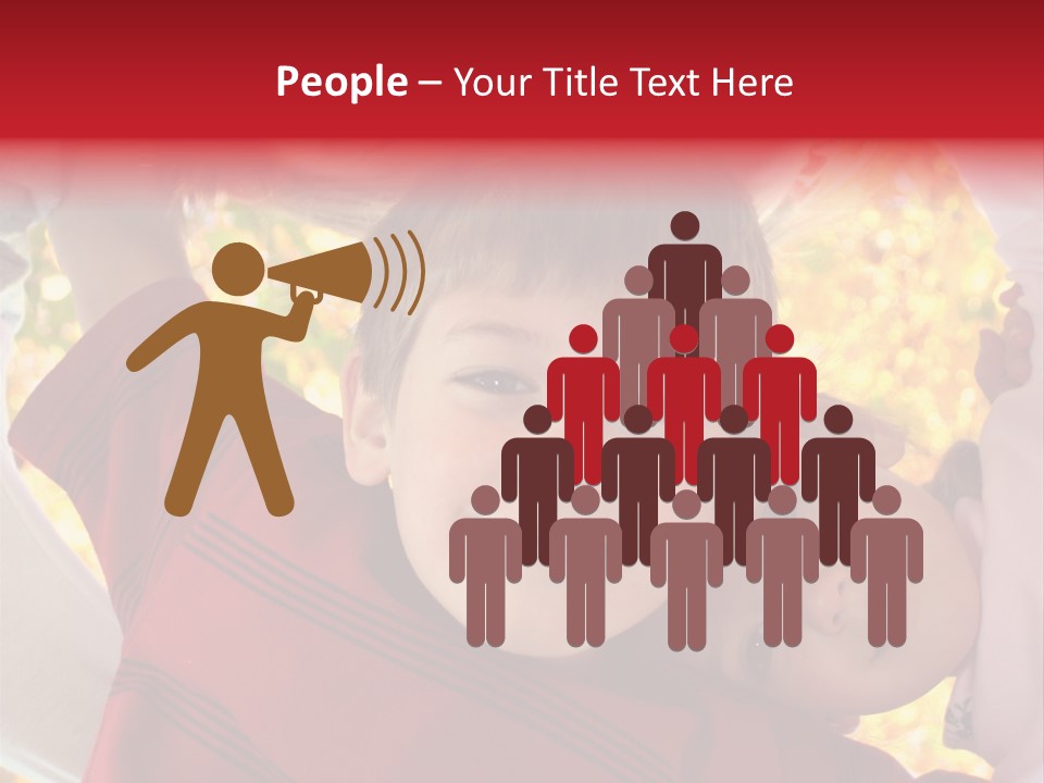 Four Smiling Children In Huddle On Autumn Day With Boy Prominent PowerPoint Template