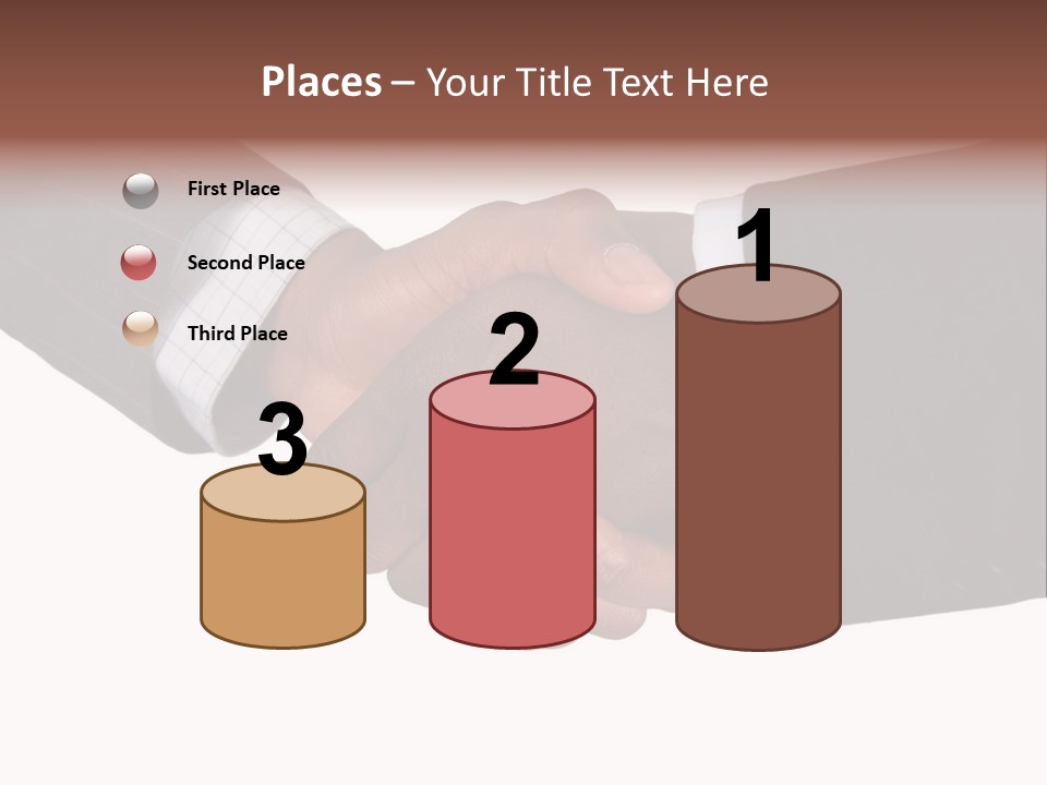 Two Men Shaking Hands Over A White Background PowerPoint Template