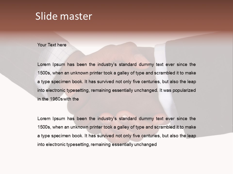 Two Men Shaking Hands Over A White Background PowerPoint Template