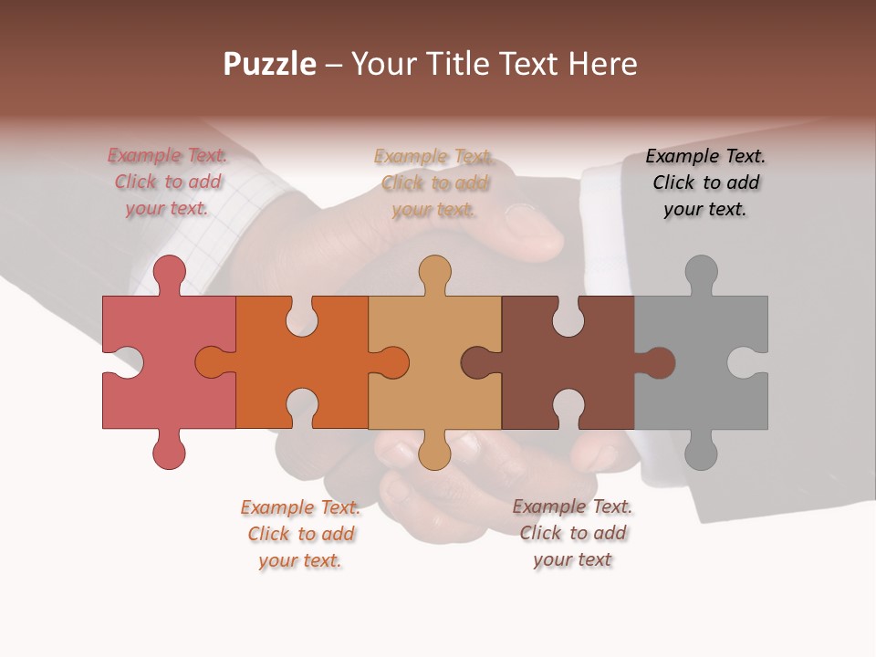 Two Men Shaking Hands Over A White Background PowerPoint Template