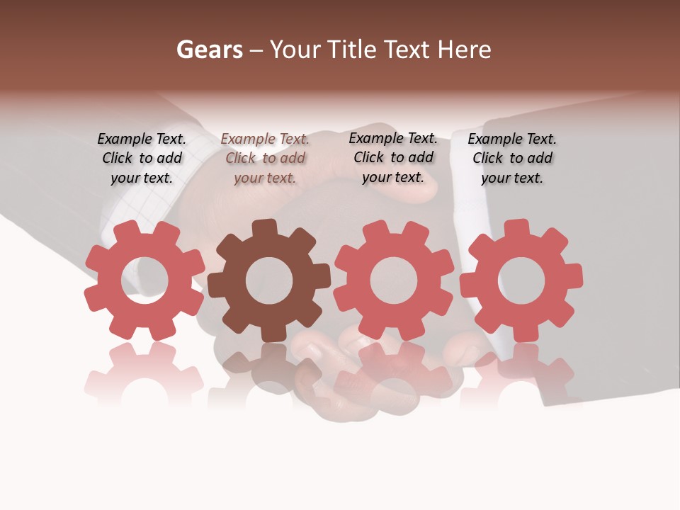 Two Men Shaking Hands Over A White Background PowerPoint Template