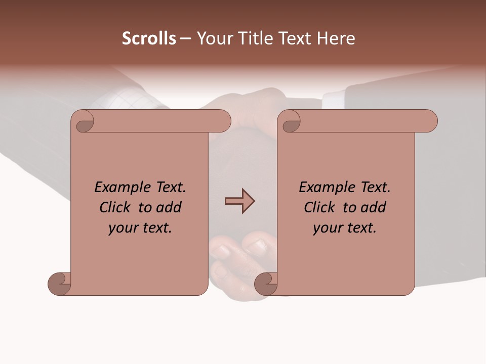Two Men Shaking Hands Over A White Background PowerPoint Template