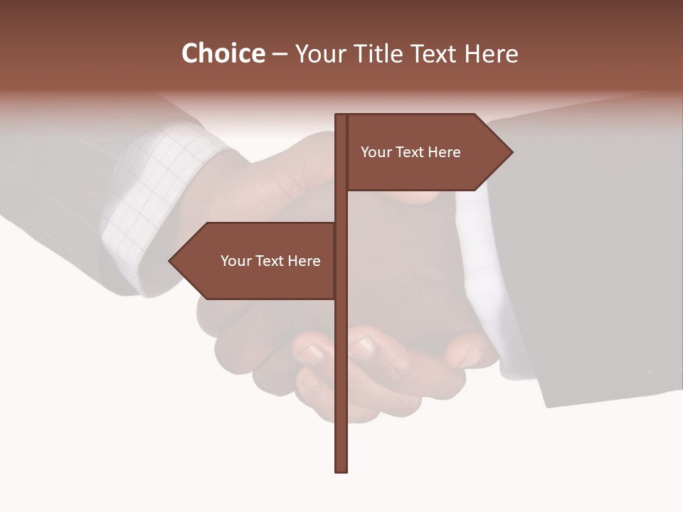 Two Men Shaking Hands Over A White Background PowerPoint Template