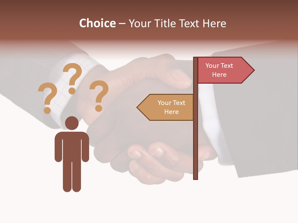 Two Men Shaking Hands Over A White Background PowerPoint Template