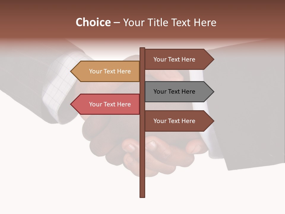 Two Men Shaking Hands Over A White Background PowerPoint Template