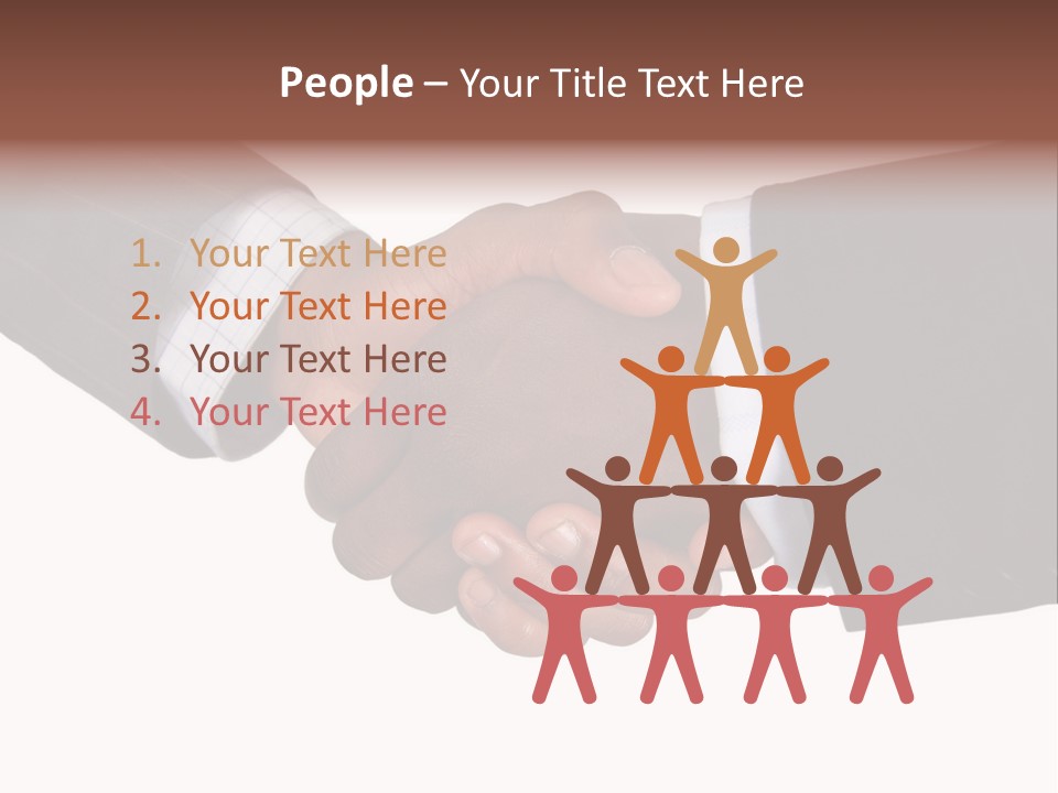 Two Men Shaking Hands Over A White Background PowerPoint Template