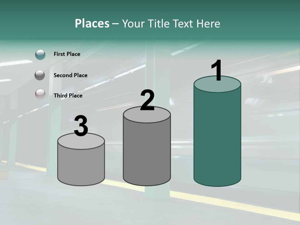 A Train Moving Through A Train Station Powerpoint Presentation PowerPoint Template