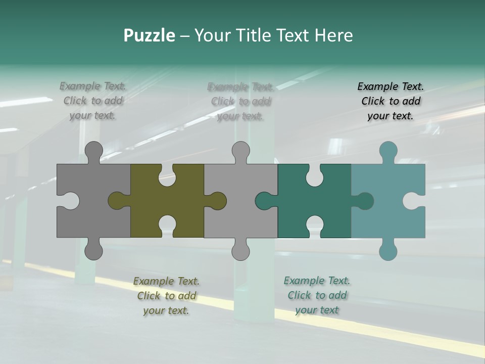 A Train Moving Through A Train Station Powerpoint Presentation PowerPoint Template