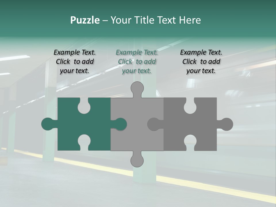 A Train Moving Through A Train Station Powerpoint Presentation PowerPoint Template