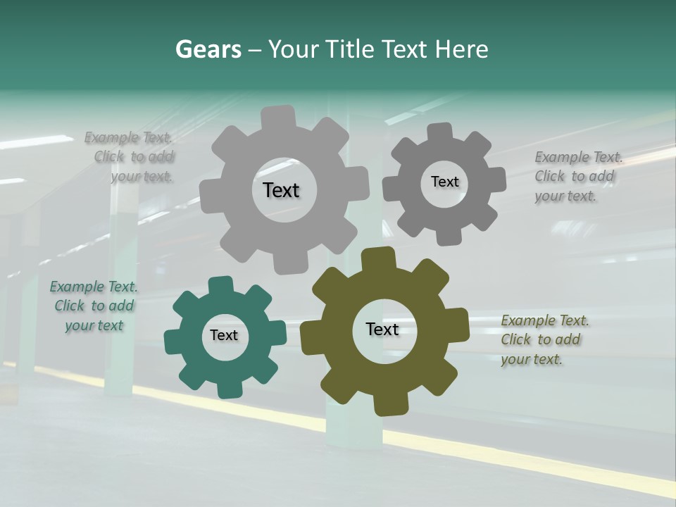 A Train Moving Through A Train Station Powerpoint Presentation PowerPoint Template