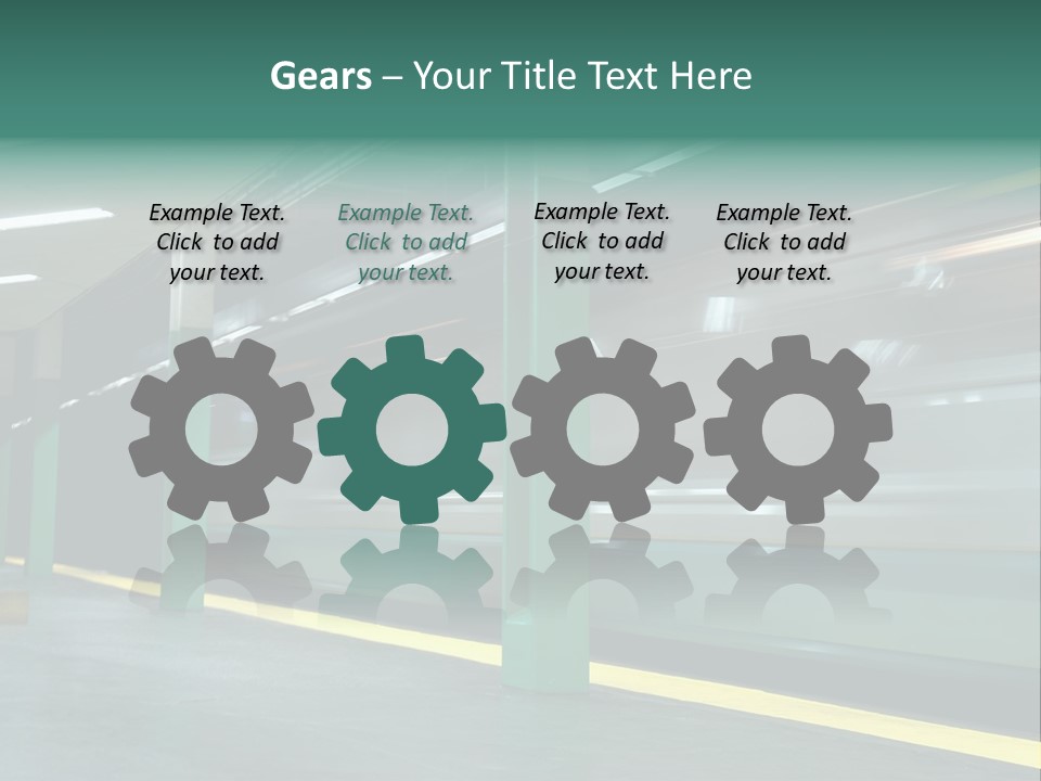 A Train Moving Through A Train Station Powerpoint Presentation PowerPoint Template