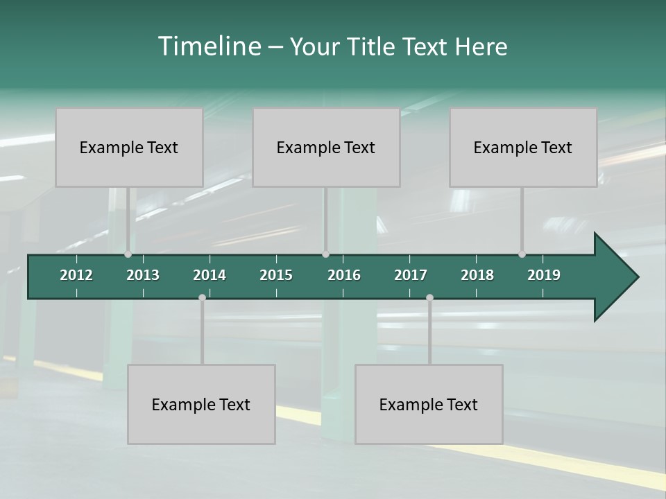 A Train Moving Through A Train Station Powerpoint Presentation PowerPoint Template