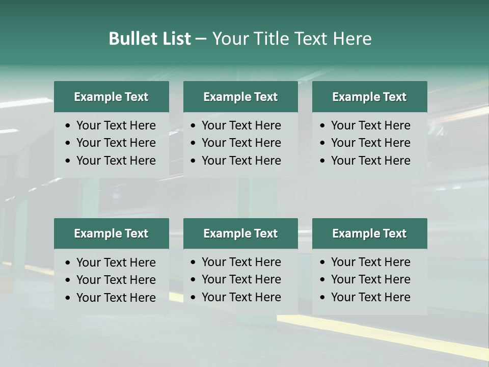 A Train Moving Through A Train Station Powerpoint Presentation PowerPoint Template
