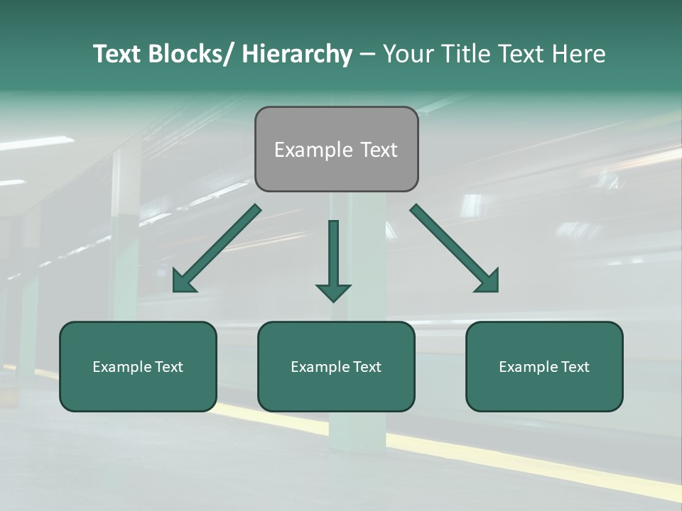 A Train Moving Through A Train Station Powerpoint Presentation PowerPoint Template