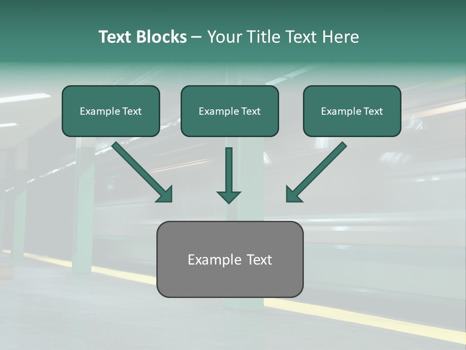 A Train Moving Through A Train Station Powerpoint Presentation PowerPoint Template