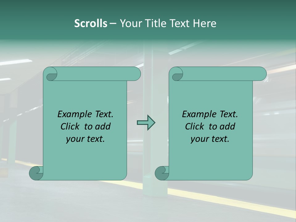 A Train Moving Through A Train Station Powerpoint Presentation PowerPoint Template