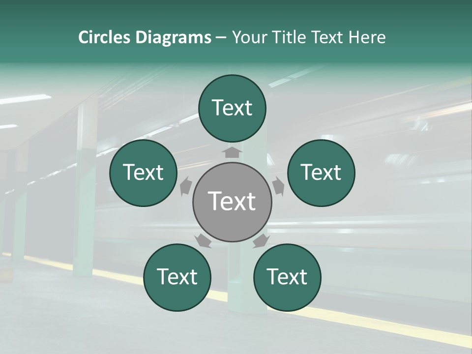 A Train Moving Through A Train Station Powerpoint Presentation PowerPoint Template