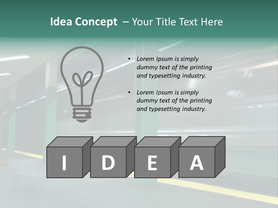 A Train Moving Through A Train Station Powerpoint Presentation PowerPoint Template