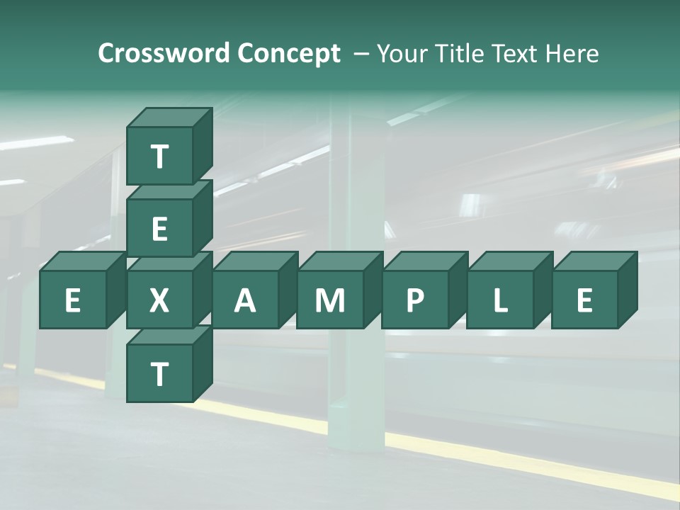 A Train Moving Through A Train Station Powerpoint Presentation PowerPoint Template