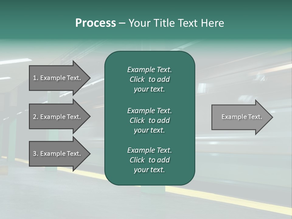 A Train Moving Through A Train Station Powerpoint Presentation PowerPoint Template
