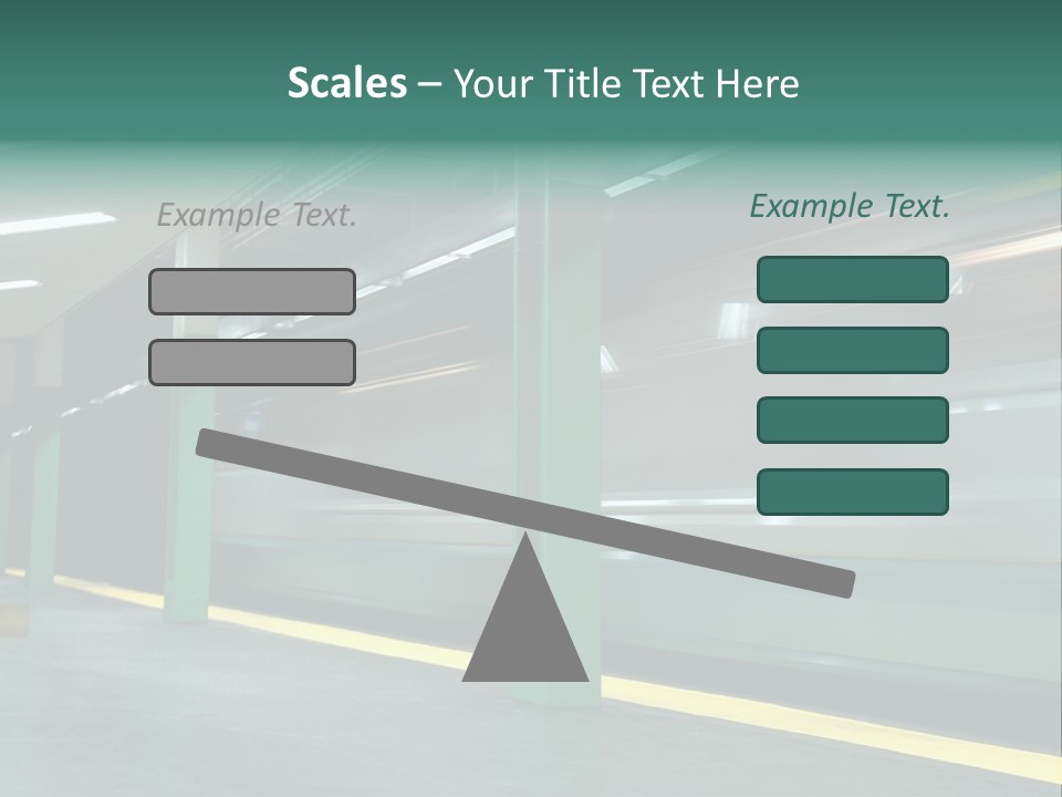 A Train Moving Through A Train Station Powerpoint Presentation PowerPoint Template