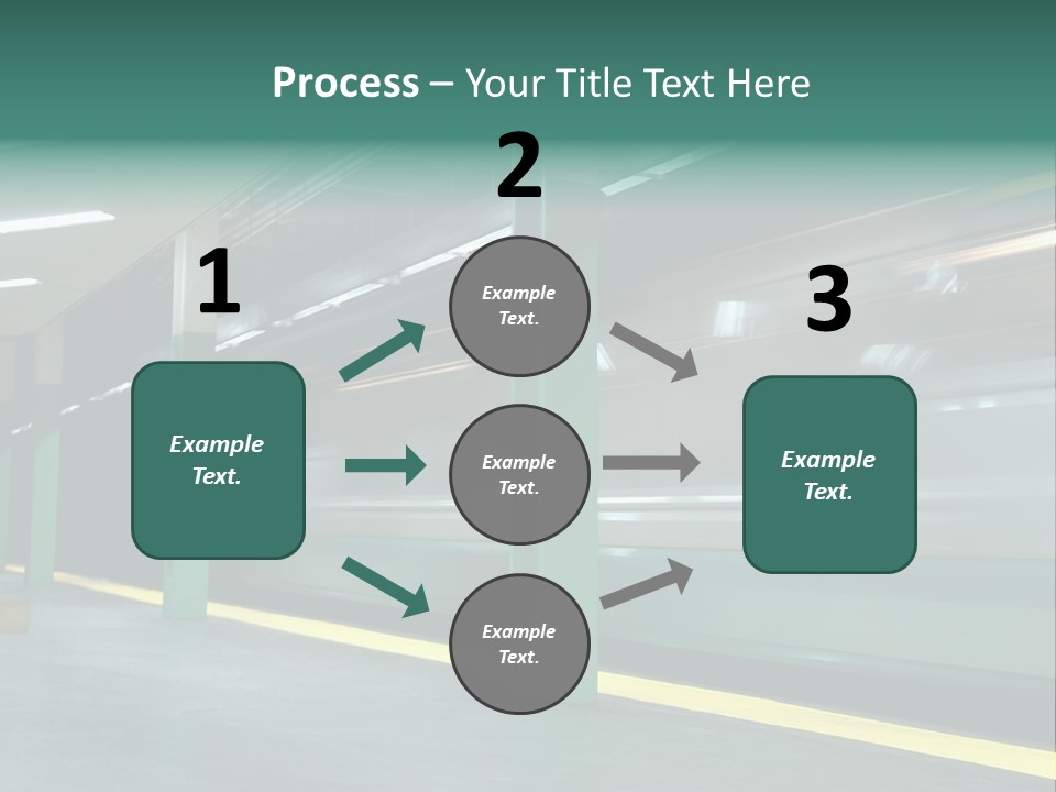 A Train Moving Through A Train Station Powerpoint Presentation PowerPoint Template
