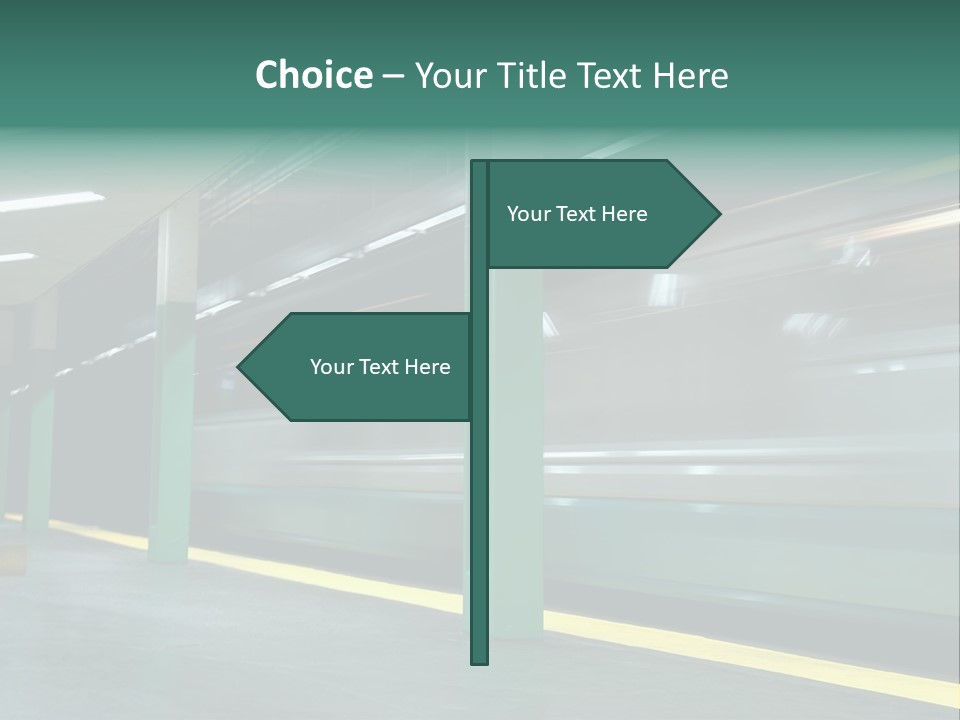 A Train Moving Through A Train Station Powerpoint Presentation PowerPoint Template