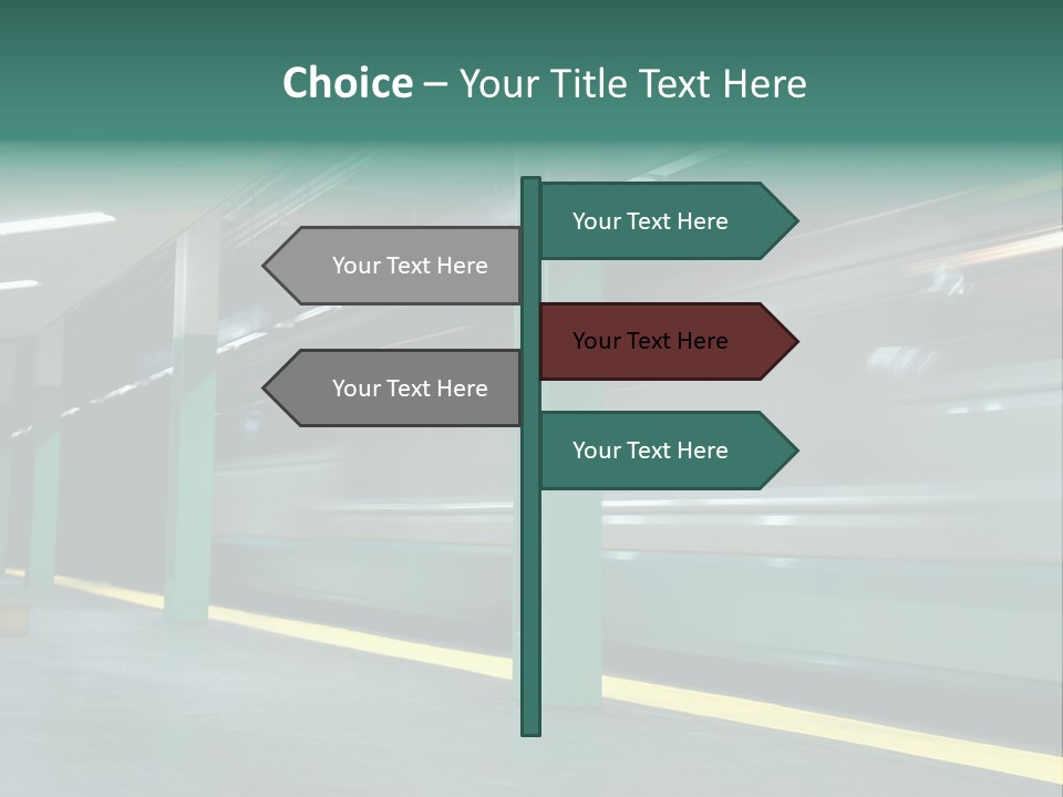 A Train Moving Through A Train Station Powerpoint Presentation PowerPoint Template