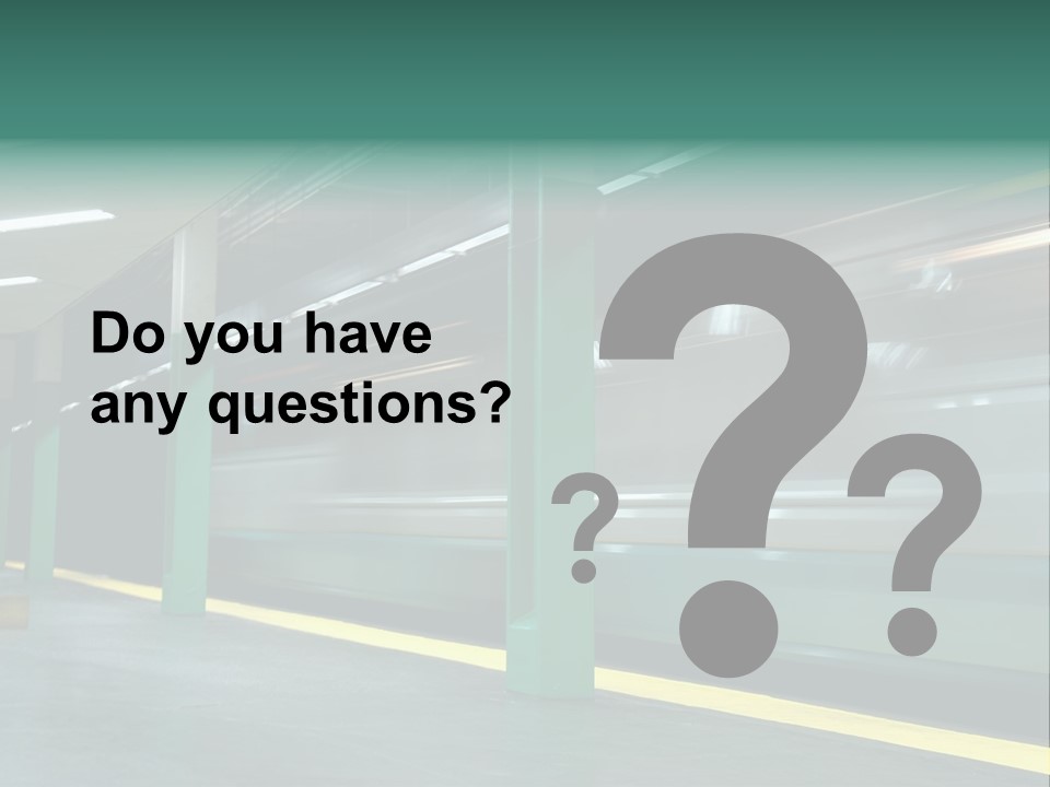 A Train Moving Through A Train Station Powerpoint Presentation PowerPoint Template