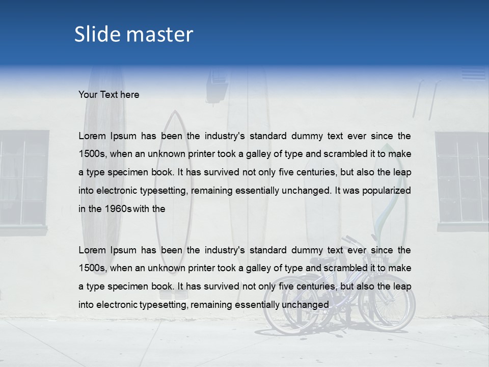 Bicycle At Surf Shop PowerPoint Template
