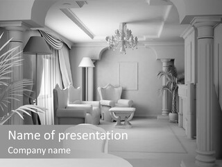 3D Render. White Room. PowerPoint Template