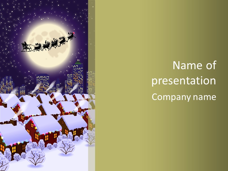 Raster Illustration Depicting The "Night Before Christmas" (Christmas Eve) PowerPoint Template