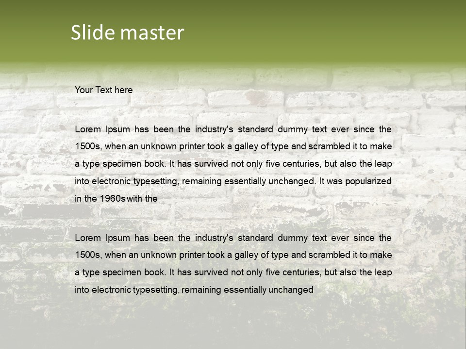 Old Grung White Brick Wall And Moss PowerPoint Template