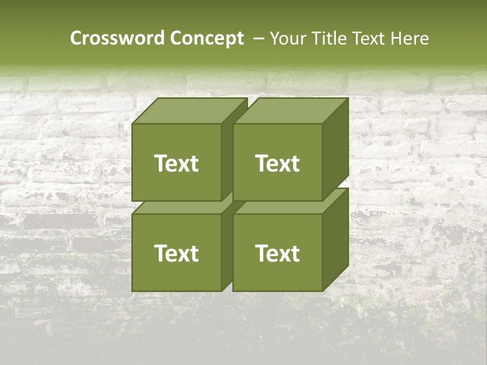 Old Grung White Brick Wall And Moss PowerPoint Template