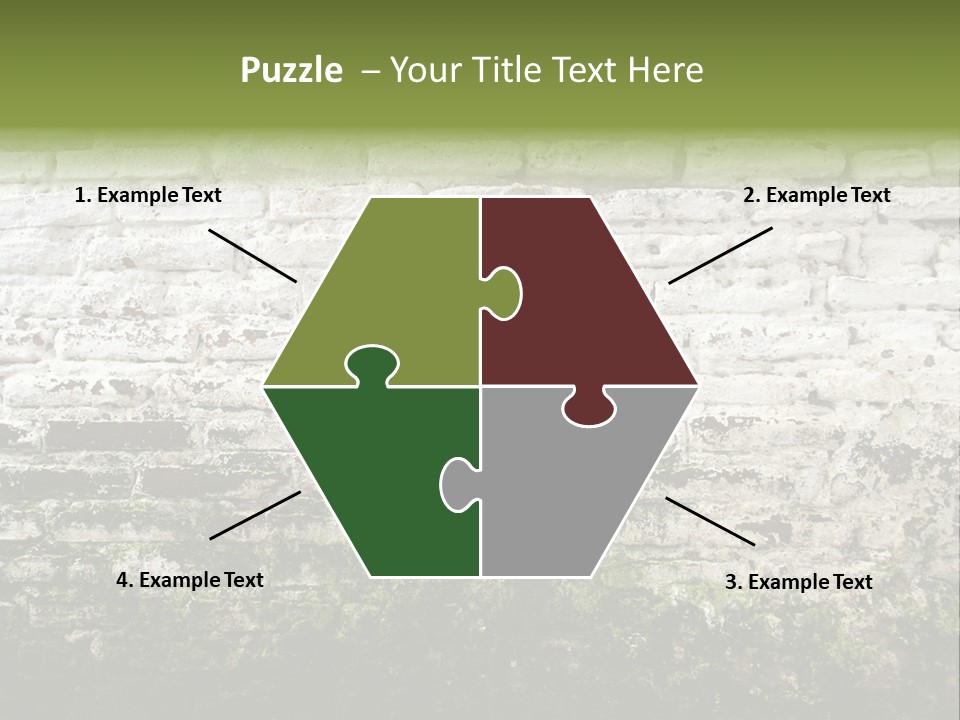 Old Grung White Brick Wall And Moss PowerPoint Template