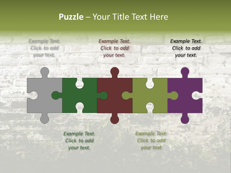 Old Grung White Brick Wall And Moss PowerPoint Template