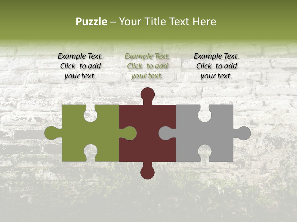 Old Grung White Brick Wall And Moss PowerPoint Template