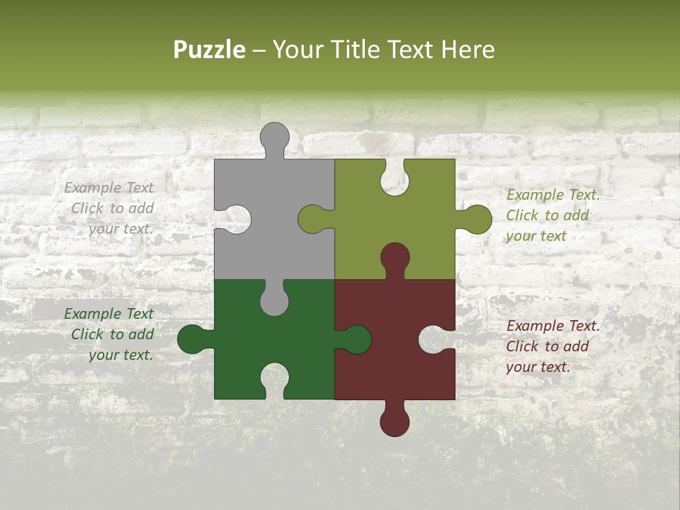 Old Grung White Brick Wall And Moss PowerPoint Template