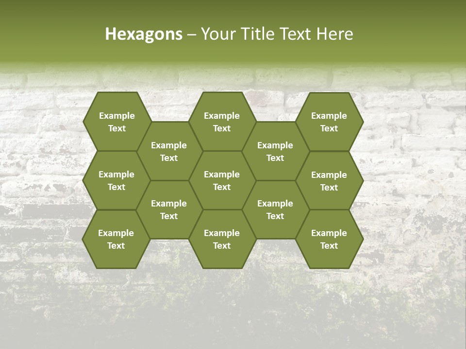 Old Grung White Brick Wall And Moss PowerPoint Template