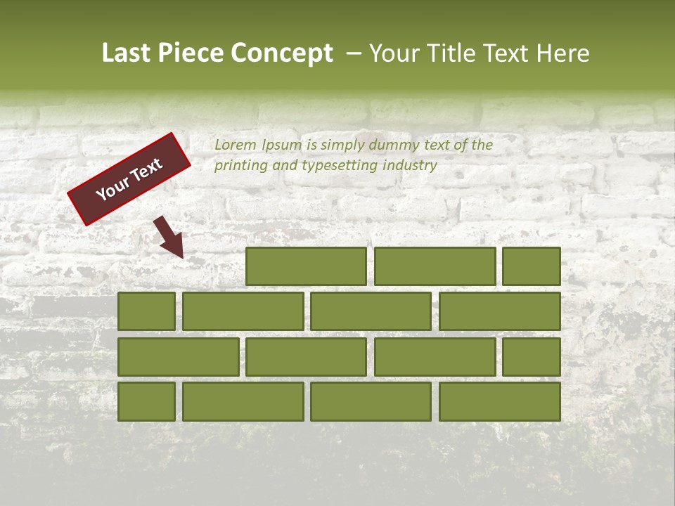 Old Grung White Brick Wall And Moss PowerPoint Template
