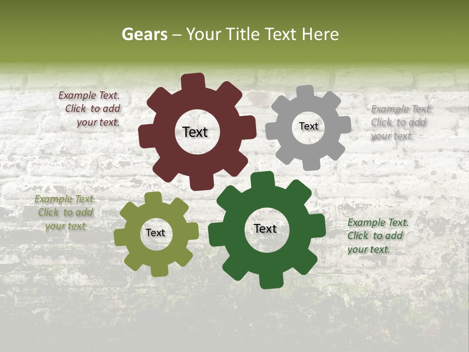 Old Grung White Brick Wall And Moss PowerPoint Template