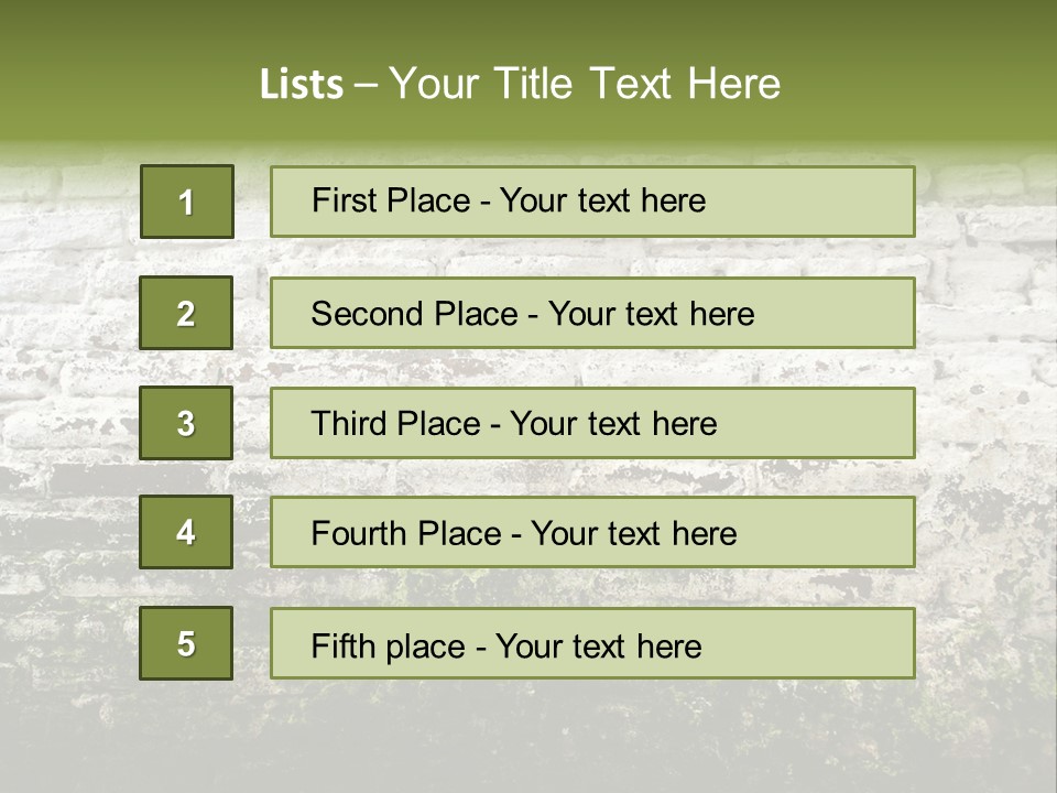 Old Grung White Brick Wall And Moss PowerPoint Template