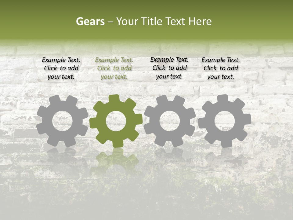 Old Grung White Brick Wall And Moss PowerPoint Template