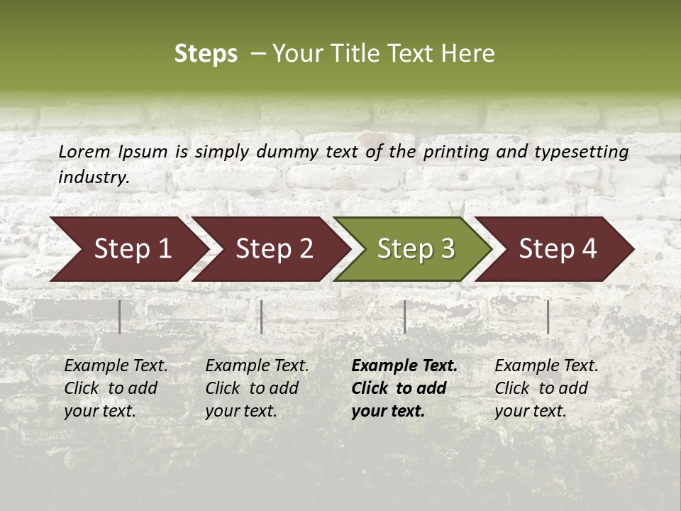 Old Grung White Brick Wall And Moss PowerPoint Template