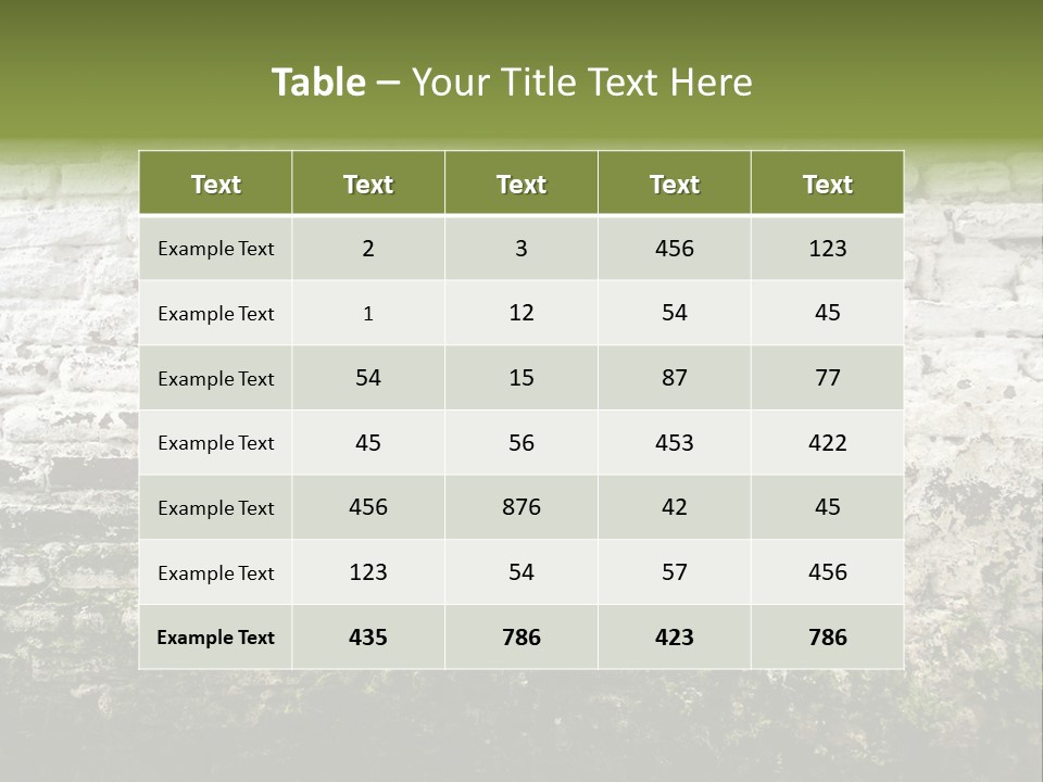 Old Grung White Brick Wall And Moss PowerPoint Template